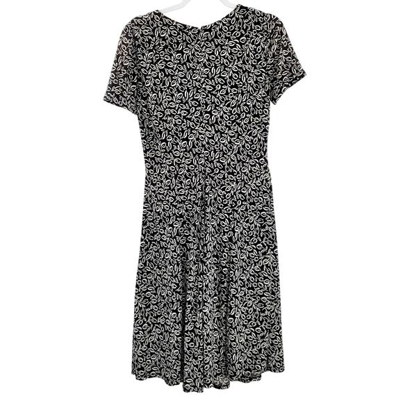 VTG Jessica Howard Black White Floral AOP Short Sleeve Knee Length Dress Size 6 - Picture 2 of 10